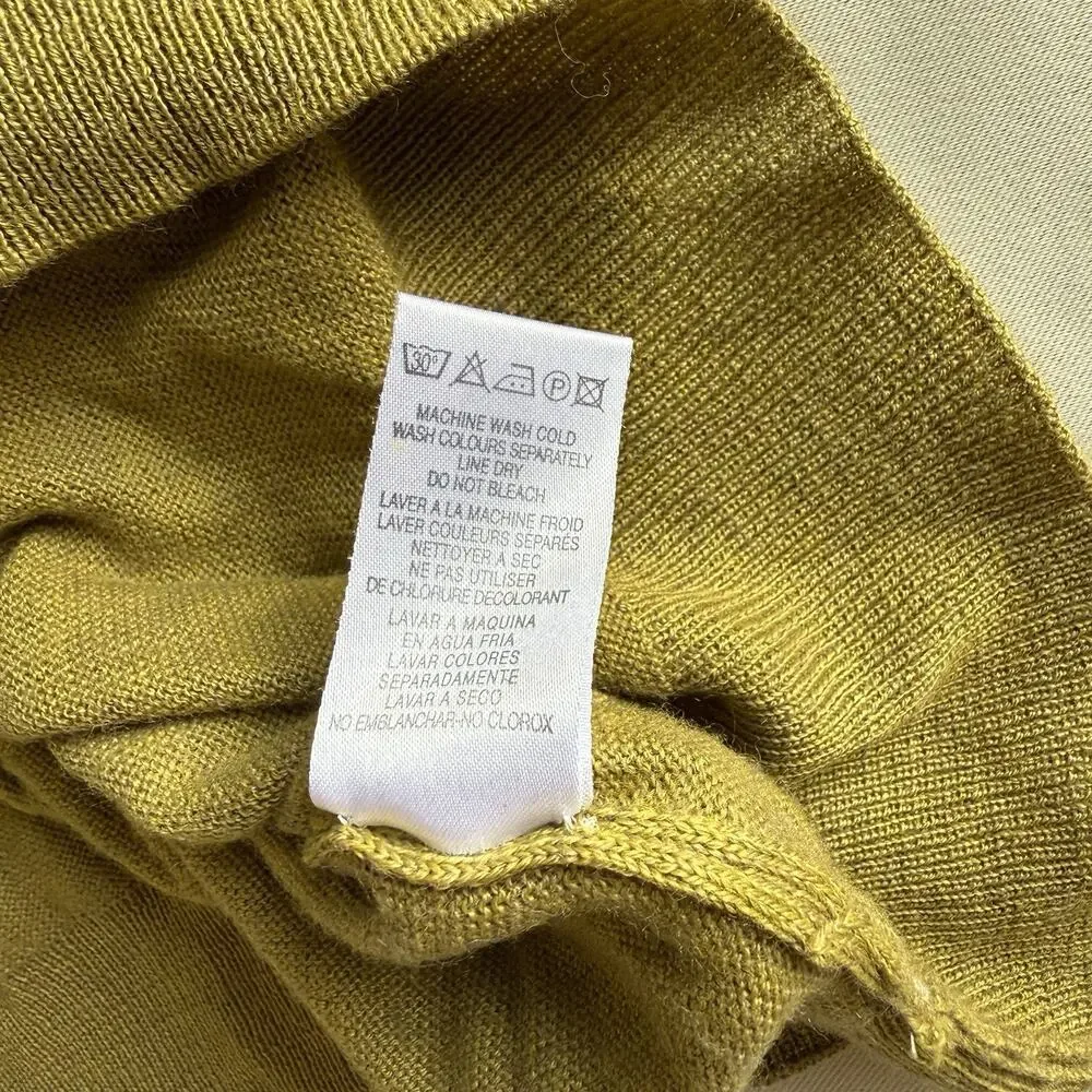 Roevelle VTG‎ 90s Three Button Polo Sweater L Lightweight Wool Moss Green Italy
